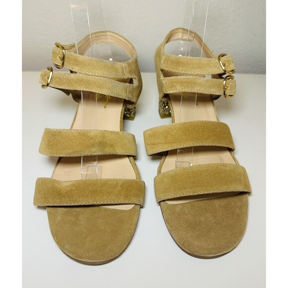 For Love & Lemons x Marais Jardin Camel Tan Sparkly Block Heel Women's SIZE 10 - Picture 4 of 10